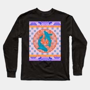 Double Happiness Koi Fish #10 with Purple Symbol - Hong Kong Pop Art Long Sleeve T-Shirt